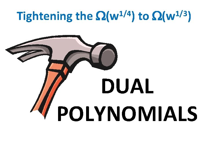 Tightening the 1/4 (w ) to 1/3 (w ) DUAL POLYNOMIALS 