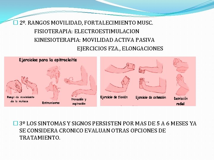 � 2º. RANGOS MOVILIDAD, FORTALECIMIENTO MUSC. FISIOTERAPIA: ELECTROESTIMULACION KINESIOTERAPIA: MOVILIDAD ACTIVA PASIVA EJERCICIOS FZA.