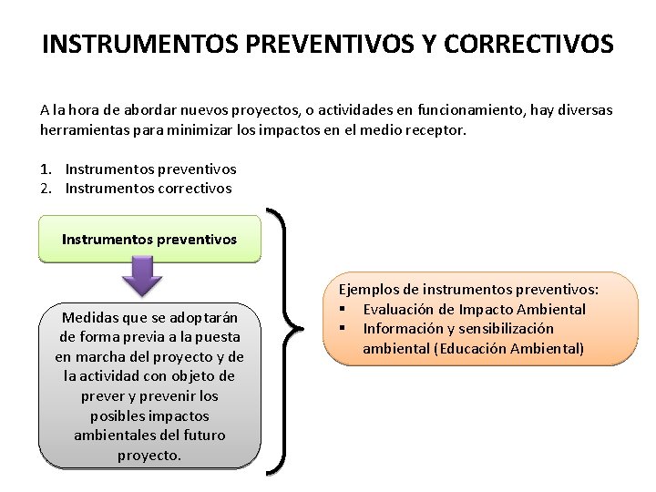 INSTRUMENTOS PREVENTIVOS Y CORRECTIVOS A la hora de abordar nuevos proyectos, o actividades en