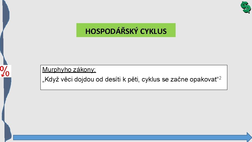 HOSPODÁŘSKÝ CYKLUS Murphyho zákony: „Když věci dojdou od desíti k pěti, cyklus se začne