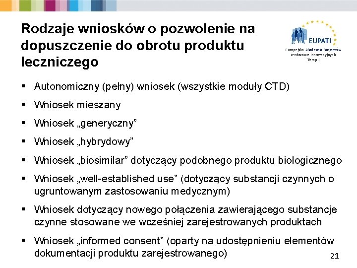 Rodzaje wniosków o pozwolenie na dopuszczenie do obrotu produktu leczniczego Europejska Akademia Pacjentów w