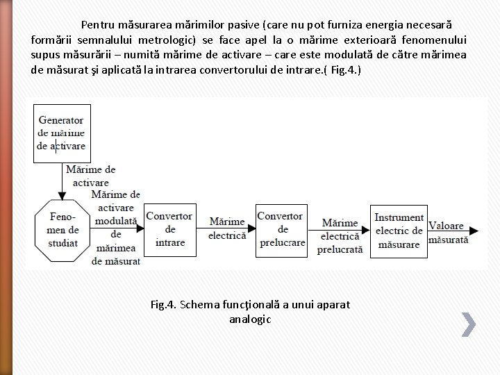 Pentru măsurarea mărimilor pasive (care nu pot furniza energia necesară formării semnalului metrologic) se