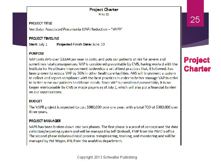 25 Project Charter Copyright 2013 Schwalbe Publishing 