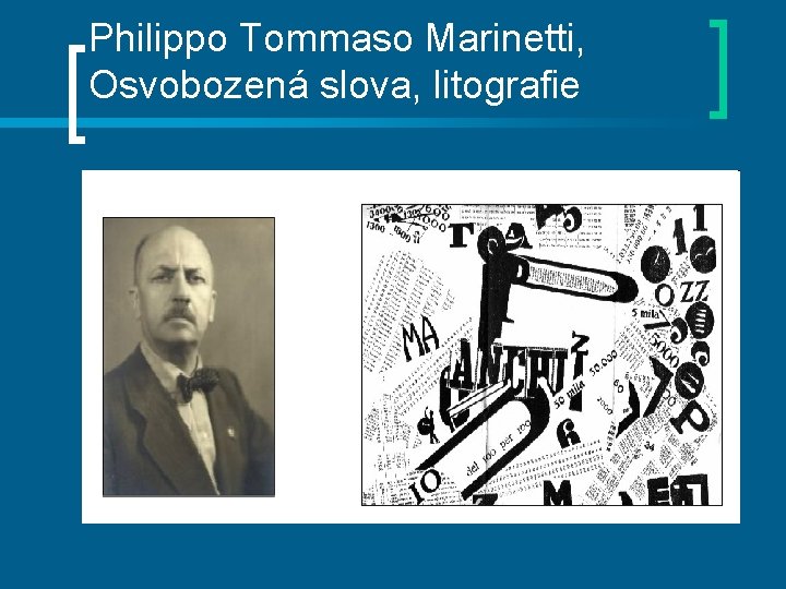 Philippo Tommaso Marinetti, Osvobozená slova, litografie 