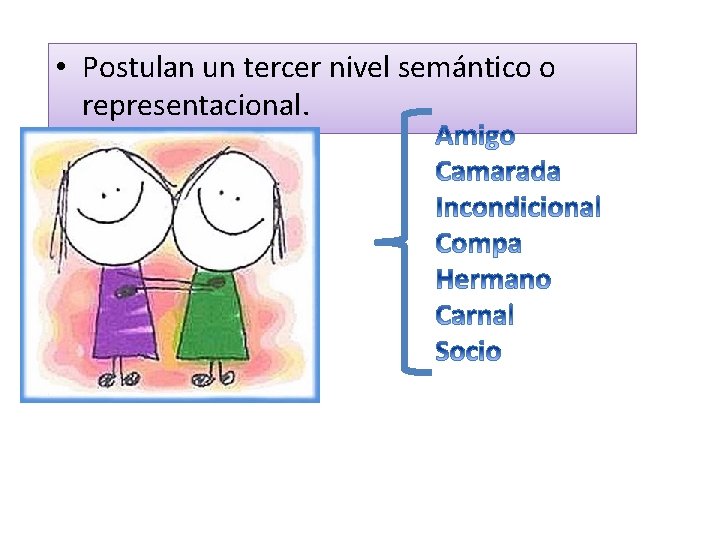  • Postulan un tercer nivel semántico o representacional. 