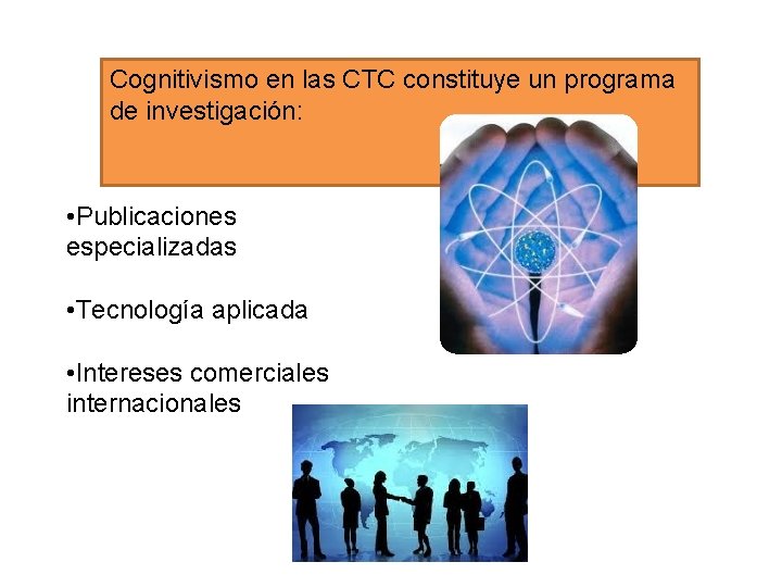 Cognitivismo en las CTC constituye un programa de investigación: • Publicaciones especializadas • Tecnología