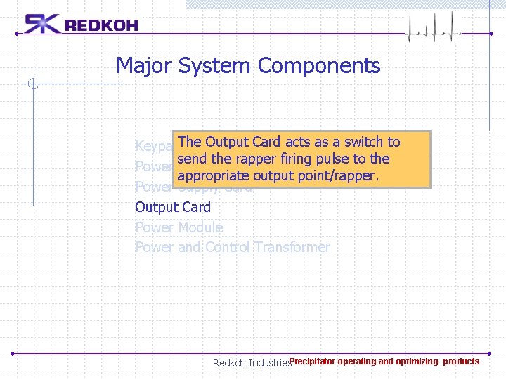 Major System Components Keypad. The and. Output Display. Card Unitacts as a switch to