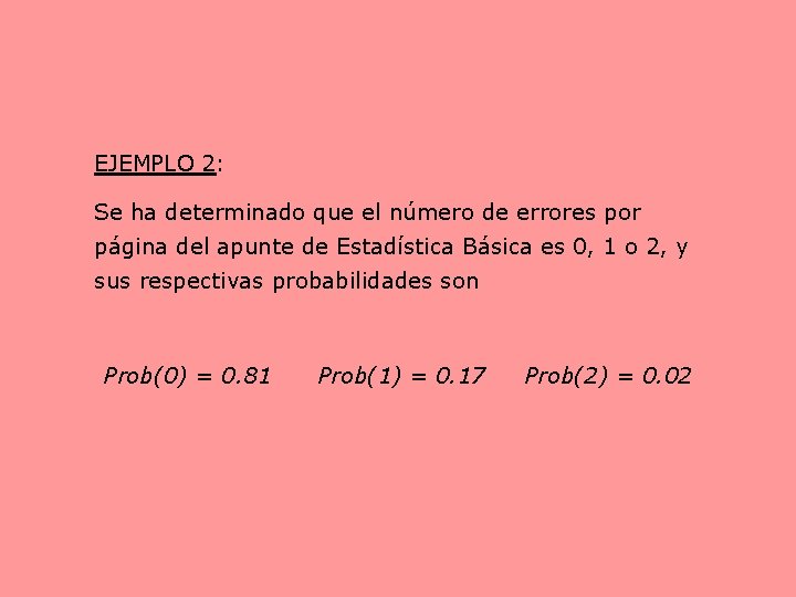 EJEMPLO 2: Se ha determinado que el número de errores por página del apunte