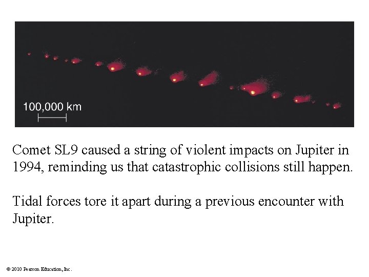 Comet SL 9 caused a string of violent impacts on Jupiter in 1994, reminding