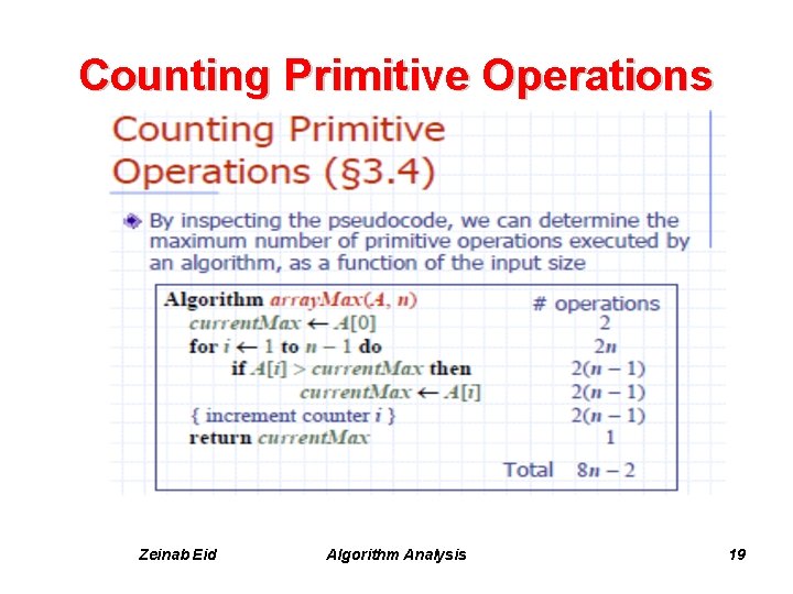 Counting Primitive Operations Zeinab Eid Algorithm Analysis 19 