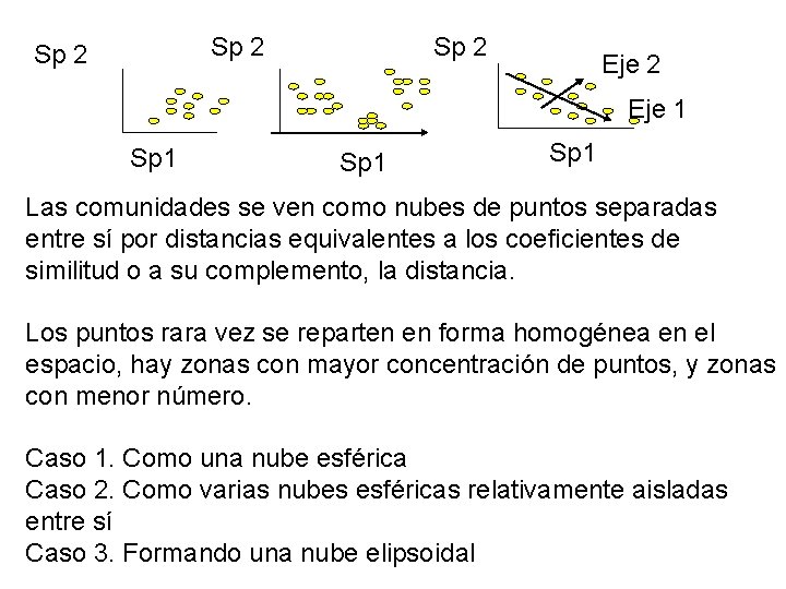 Sp 2 Eje 1 Sp 1 Las comunidades se ven como nubes de puntos