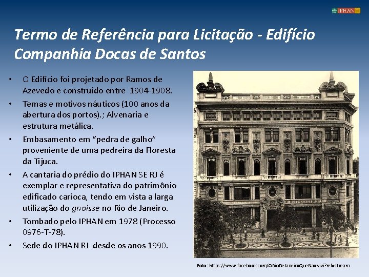 Termo de Referência para Licitação - Edifício Companhia Docas de Santos • • •