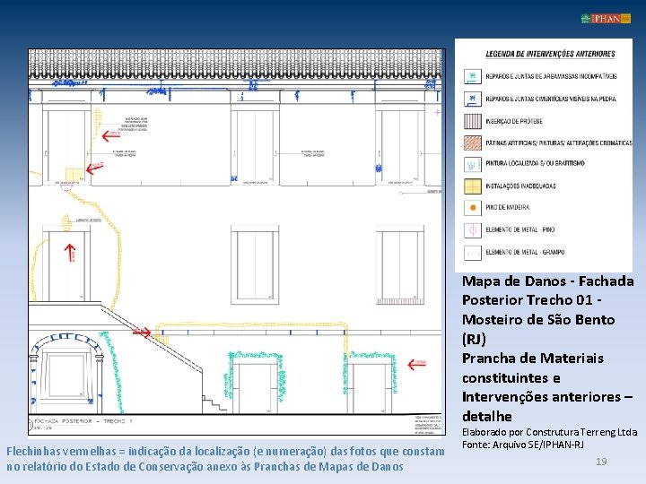 Mapa de Danos - Fachada Posterior Trecho 01 Mosteiro de São Bento (RJ) Prancha