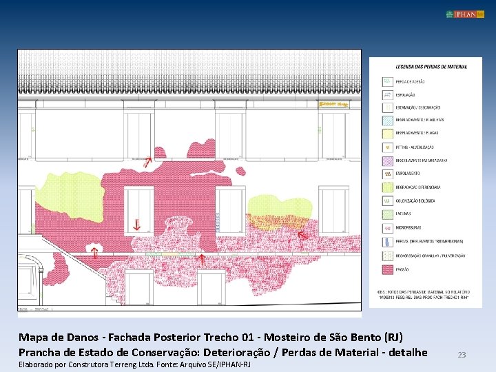 Mapa de Danos - Fachada Posterior Trecho 01 - Mosteiro de São Bento (RJ)