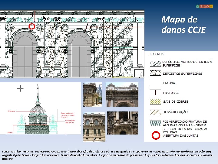 Mapa de danos CCJE Fonte: Arquivo IPHAN RJ : Projeto PRONAC 02 -4545 (fase