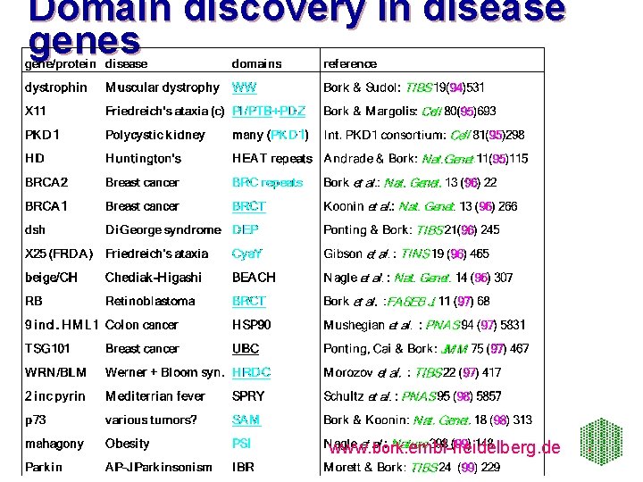 Domain discovery in disease genes www. bork. embl-heidelberg. de 