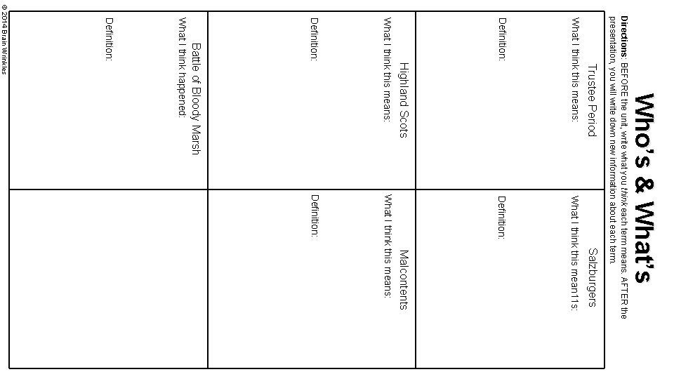 Who’s & What’s Directions: BEFORE the unit, write what you think each term means.