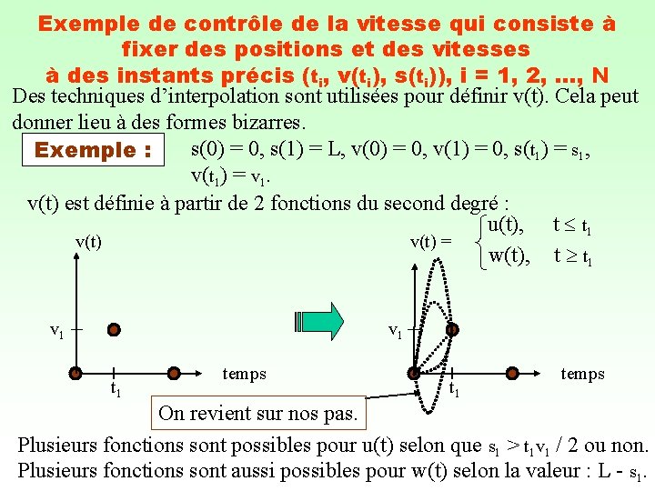 Exemple de contrôle de la vitesse qui consiste à fixer des positions et des