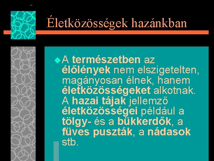 Életközösségek hazánkban u. A természetben az élőlények nem elszigetelten, magányosan élnek, hanem életközösségeket alkotnak.