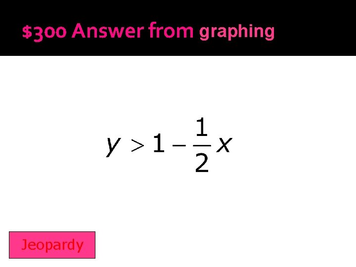 graphing $300 Answer from Inequalities Jeopardy 