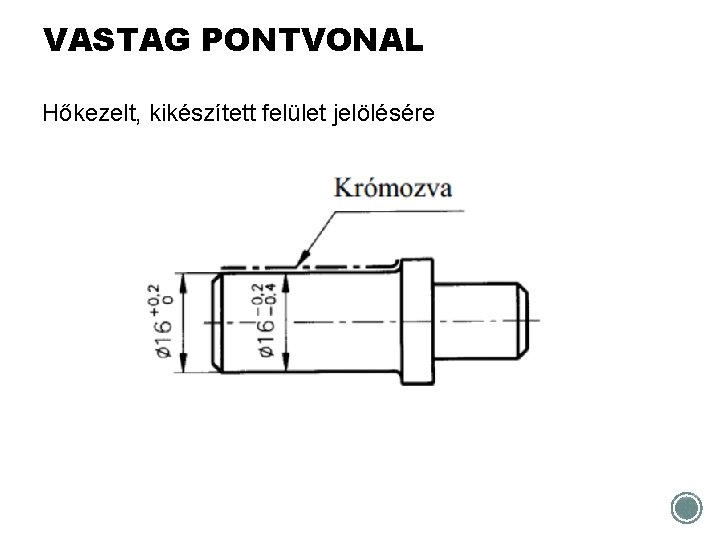 VASTAG PONTVONAL Hőkezelt, kikészített felület jelölésére 