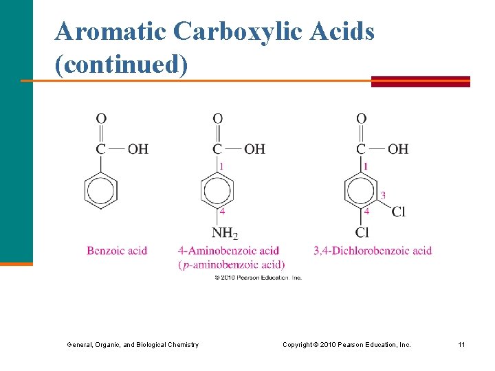 Aromatic Carboxylic Acids (continued) General, Organic, and Biological Chemistry Copyright © 2010 Pearson Education,
