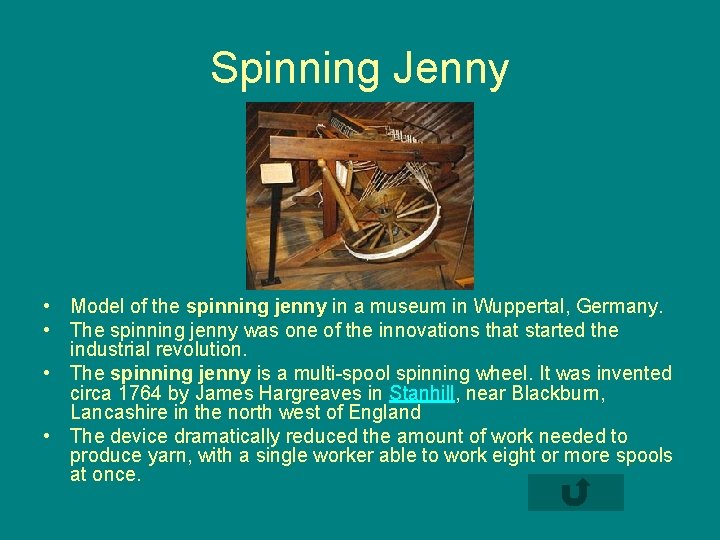 Spinning Jenny • Model of the spinning jenny in a museum in Wuppertal, Germany.