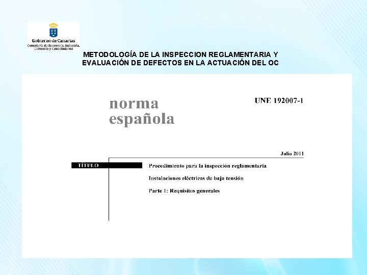 METODOLOGÍA DE LA INSPECCION REGLAMENTARIA Y EVALUACIÓN DE DEFECTOS EN LA ACTUACIÓN DEL OC