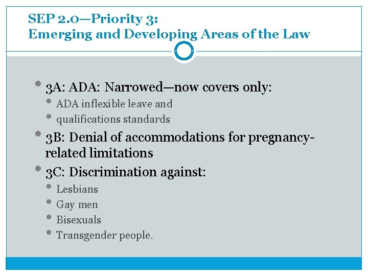 SEP 2. 0—Priority 3: Emerging and Developing Areas of the Law • 3 A:
