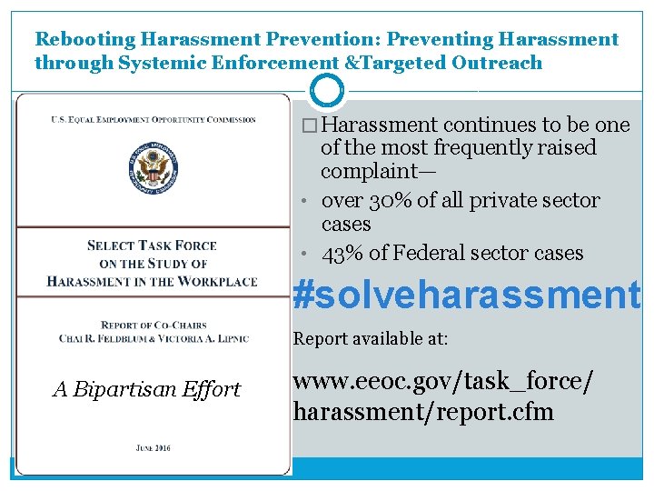 Rebooting Harassment Prevention: Preventing Harassment through Systemic Enforcement &Targeted Outreach � Harassment continues to