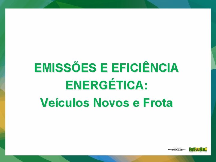 EMISSÕES E EFICIÊNCIA ENERGÉTICA: Veículos Novos e Frota 