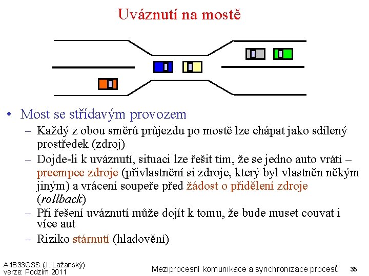 Uváznutí na mostě • Most se střídavým provozem – Každý z obou směrů průjezdu