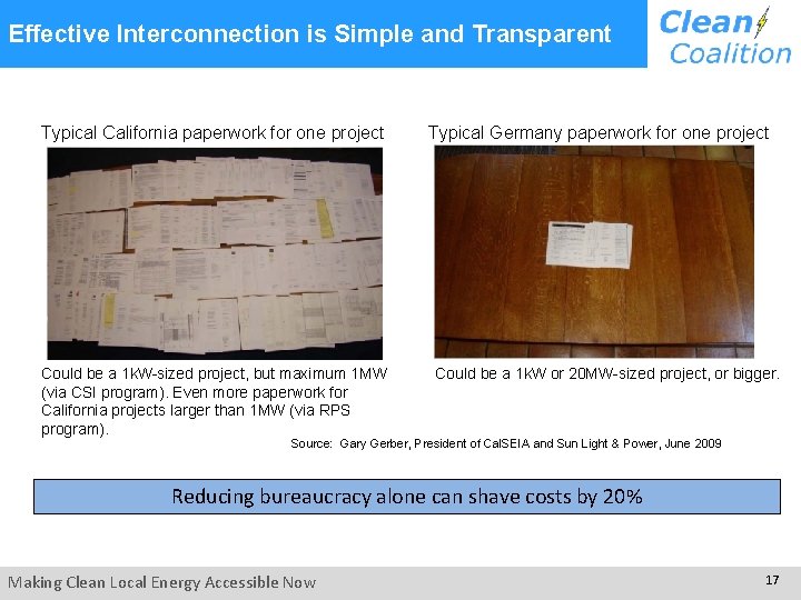Effective Interconnection is Simple and Transparent Typical California paperwork for one project Could be