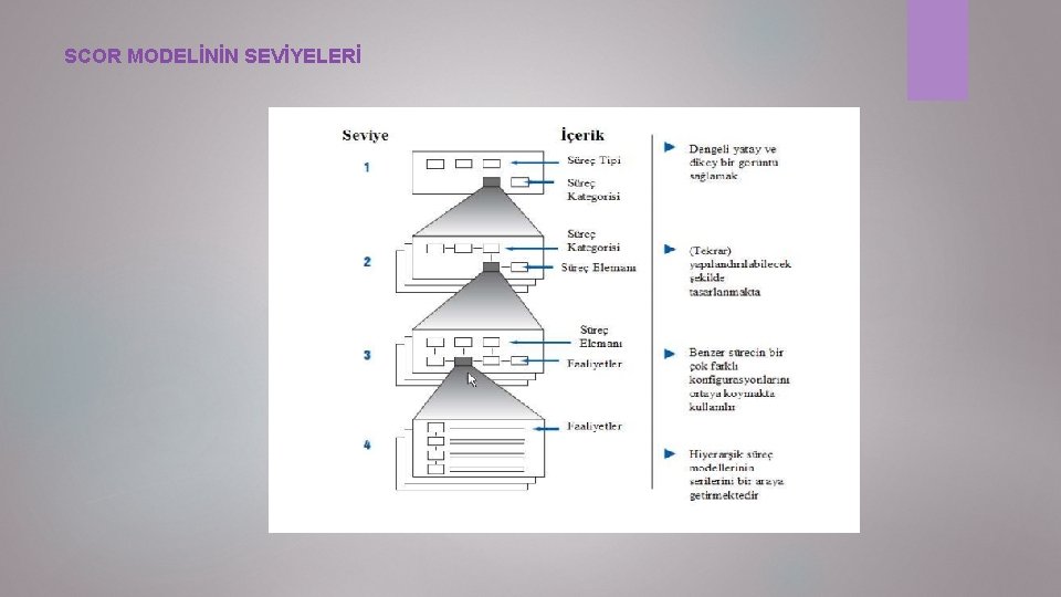 SCOR MODELİNİN SEVİYELERİ 