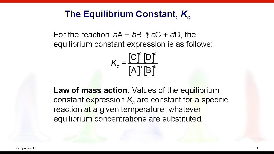 The Equilibrium Constant, Kc For the reaction a. A + b. B c. C
