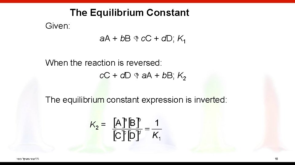 The Equilibrium Constant Given: a. A + b. B c. C + d. D;