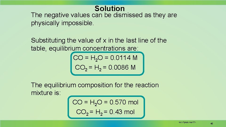 Solution The negative values can be dismissed as they are physically impossible. Substituting the