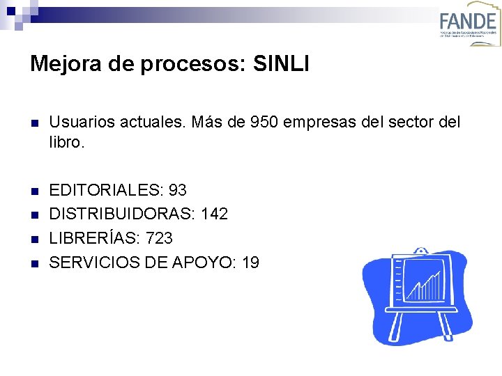 Mejora de procesos: SINLI n Usuarios actuales. Más de 950 empresas del sector del