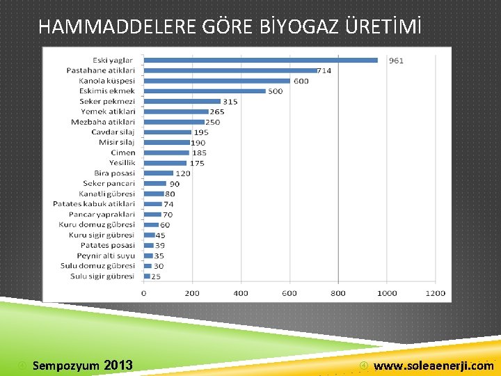 HAMMADDELERE GÖRE BİYOGAZ ÜRETİMİ Sempozyum 2013 www. soleaenerji. com 
