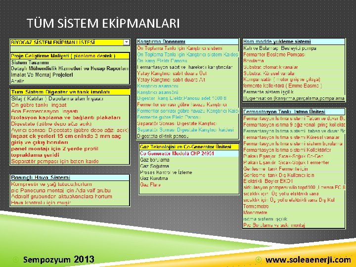 TÜM SİSTEM EKİPMANLARI Sempozyum 2013 www. soleaenerji. com 