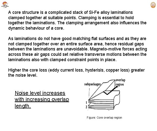 A core structure is a complicated stack of Si-Fe alloy laminations clamped together at