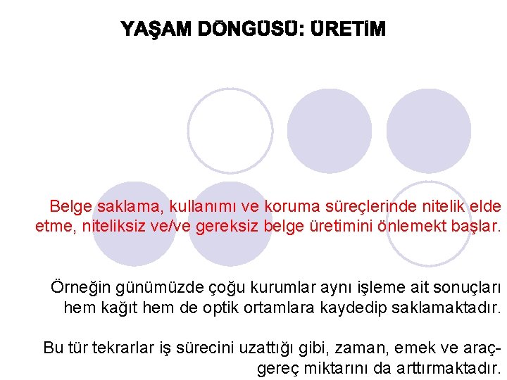 Belge saklama, kullanımı ve koruma süreçlerinde nitelik elde etme, niteliksiz ve/ve gereksiz belge üretimini