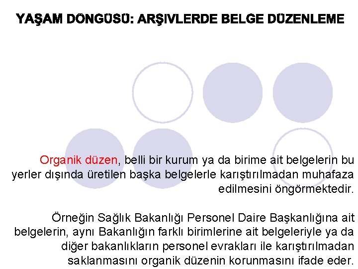 Organik düzen, belli bir kurum ya da birime ait belgelerin bu yerler dışında üretilen