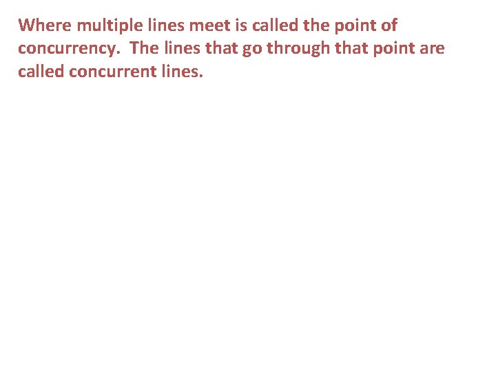 Where multiple lines meet is called the point of concurrency. The lines that go