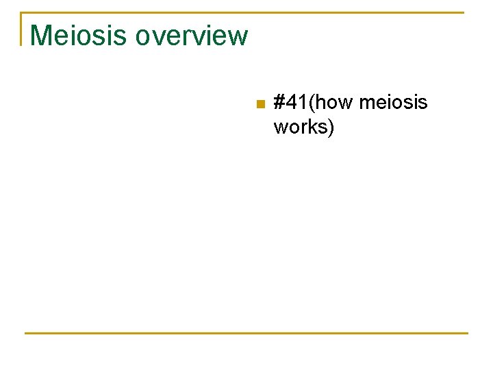 Meiosis overview n #41(how meiosis works) 