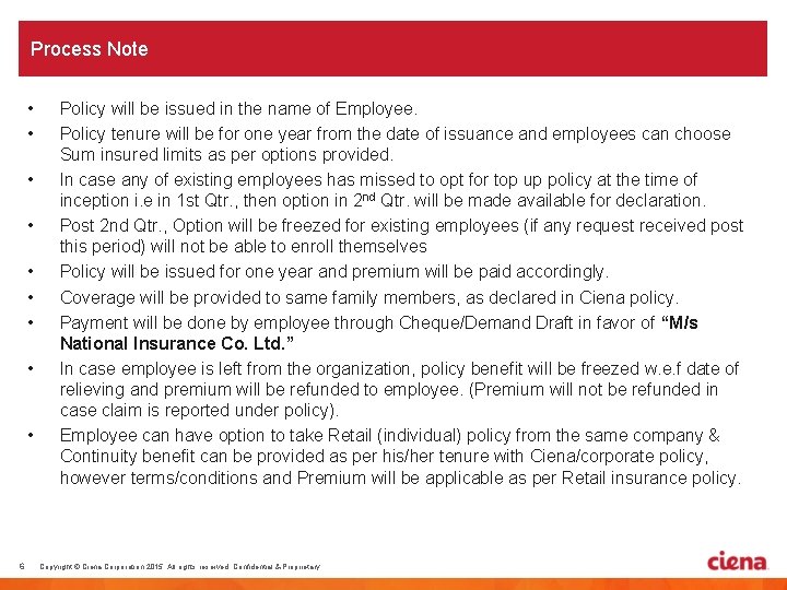 Process Note • • • 6 Policy will be issued in the name of