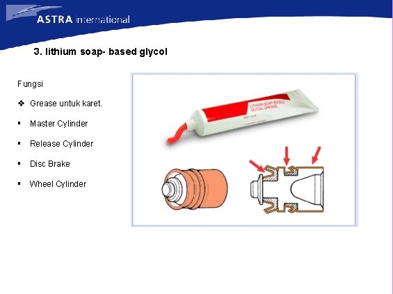 3. lithium soap- based glycol Fungsi v Grease untuk karet. § Master Cylinder §