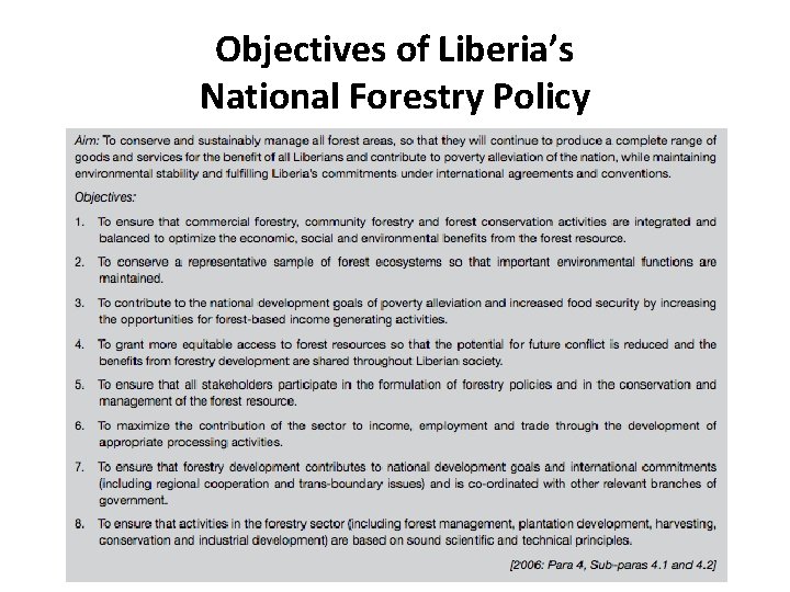 Objectives of Liberia’s National Forestry Policy 