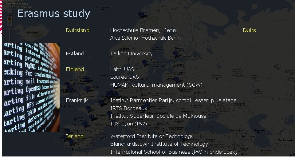 CRFMS ERASME Erasmus study Duitsland Hochschule Bremen, Jena Alice Salomon Hochschule Berlin Estland Tallinn