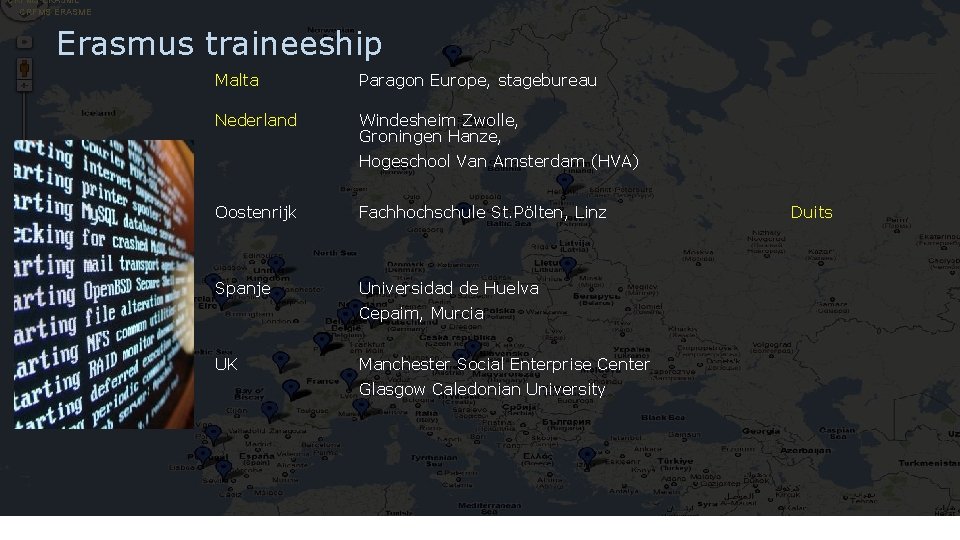 CRFMS ERASME Erasmus traineeship Malta Paragon Europe, stagebureau Nederland Windesheim Zwolle, Groningen Hanze, Hogeschool